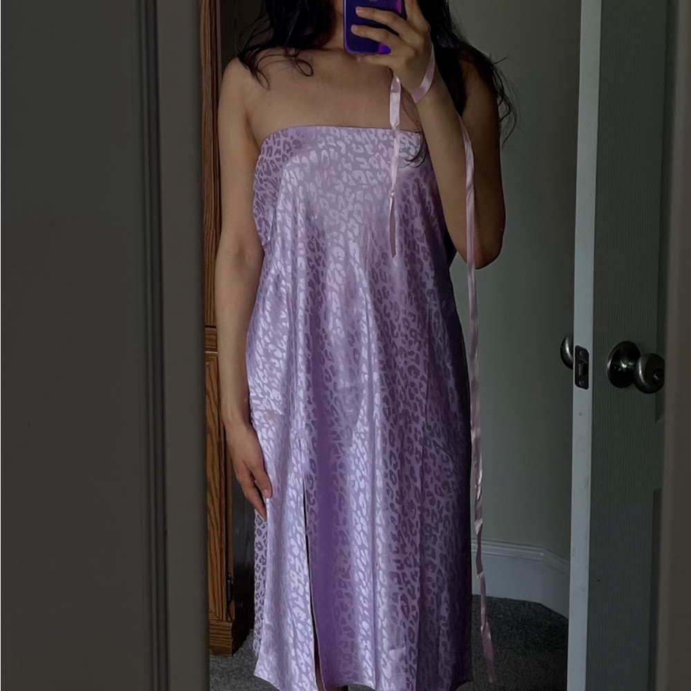 Light Purple Satin Strapless Midi Dress / Maxi Skirt